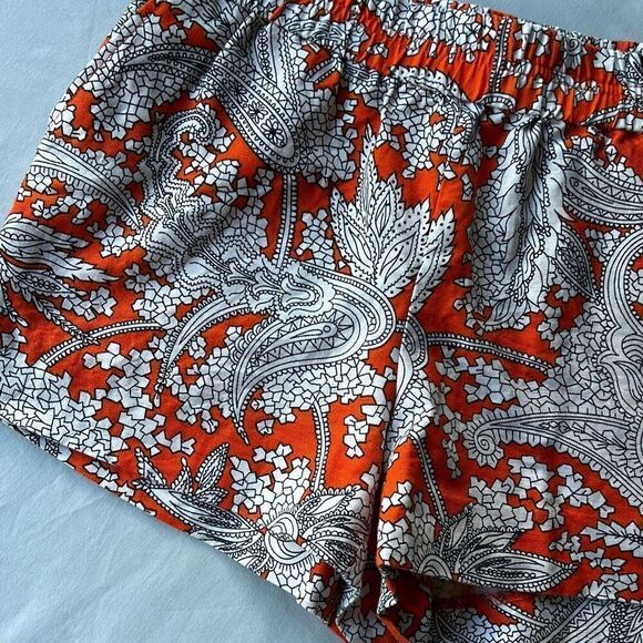 J. Crew 3” Printed Boardwalk Pull-On Linen Shorts Orange Paisley Sz 4 - Picture 4 of 7